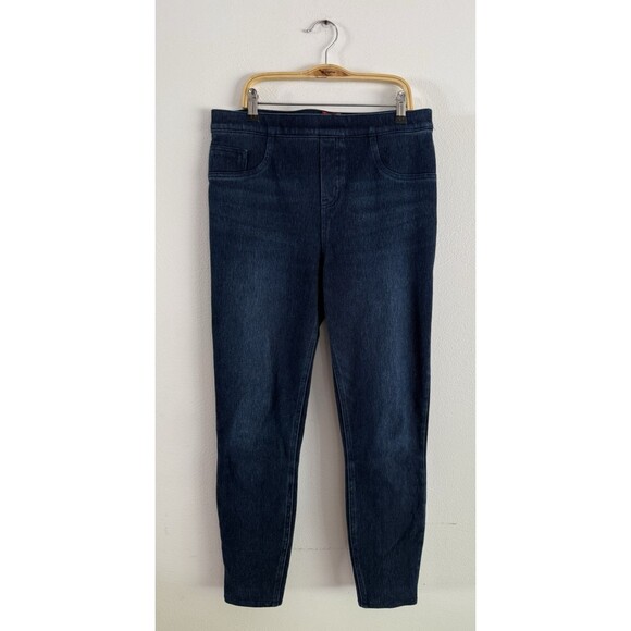 Spanx Jeggings Women Size L Pull On Dark Wash Denim Leggings - Picture 1 of 9
